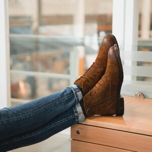 Cliffs Men's Wyatt Lace-Up Ankle Boot – Brown Suede Size 9.5 medium width